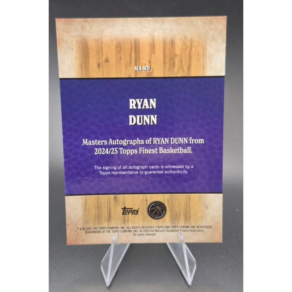 2024-25 Topps Finest Ryan Dunn #MA-RD Masters Autographs (AU, RC) Phoenix‎ Suns